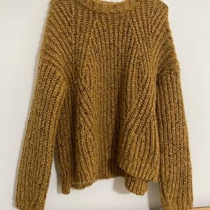 Mustard sweater. Thick and warm and comfy!